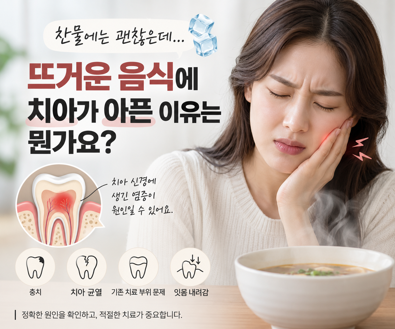 찬물에는 괜찮은데 뜨거운 음식에 치아가 아픈 이유