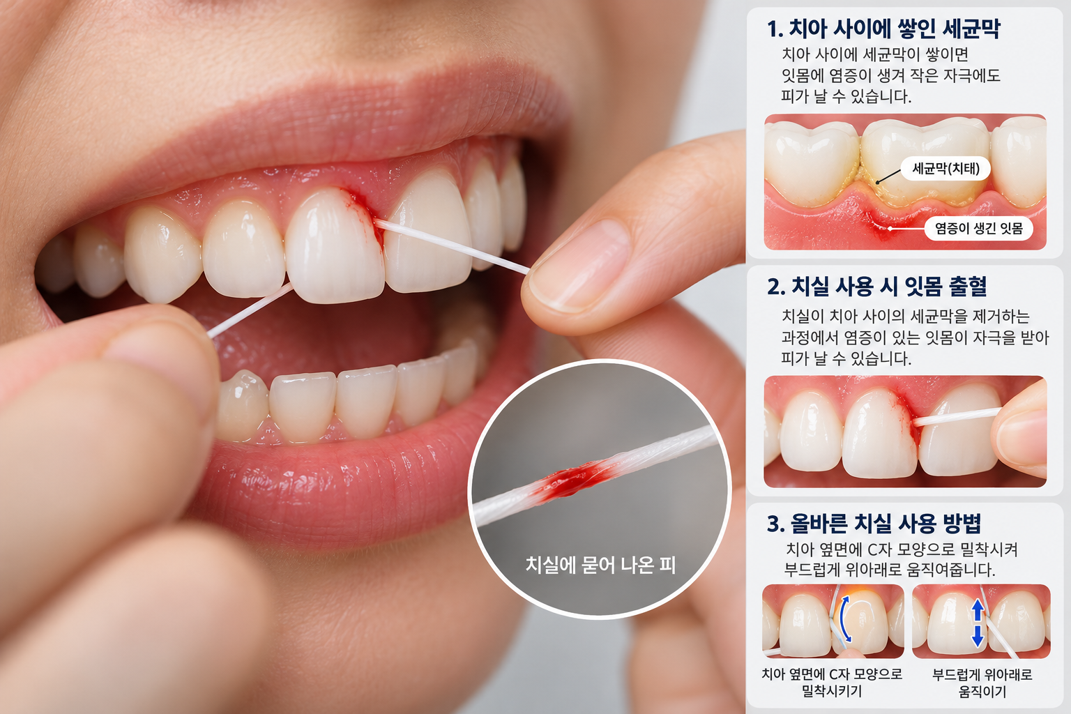 치실 사용할 때 피가 나는데 계속 사용해도 되나요?